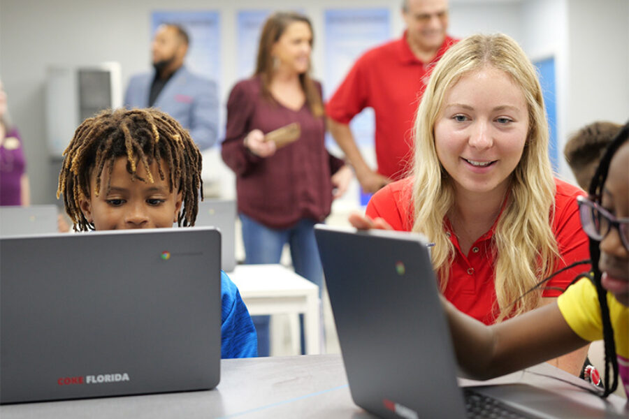Coke Florida provides access to technology for students with laptops and computer labs.